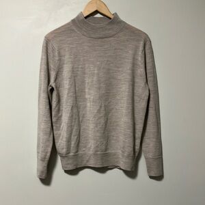 Muji Taupe Gray greige Mock neck 100% wool Sweater
